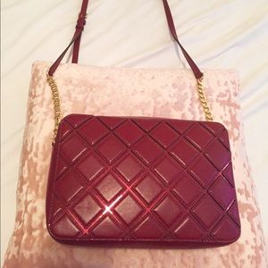 Michael Kors maroon quilted leather crossbody
